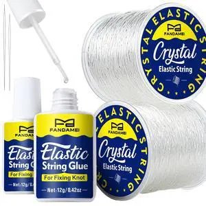 Elastic String for Bracelets Making Kit, 1mm&0.8mm Clear Bracelet String, Stretchy String with 24g Jewelry Glue for Elastic String & 2 Beading Needles for DIY Necklaces, Bracelets & Jewelry Elastic String for Bracelets Making Kit, 1mm&0.8mm Clear Bracelet String, Stretchy String with 24g Jewelry Glue for Elastic String & 2 Beading Needles for DIY Necklaces, Bracelets & Jewelry