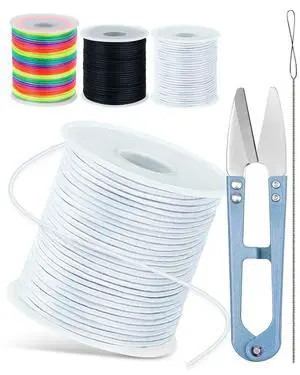 3 Rolls FIVEIZERO Black White Colorful Elastic Cord,1mm,1.2mm,1.5mm Elastic Stretchy String for Bracelets, Sewing, Necklace, Jewelry Making and Crafts with Beading Needle and Scissors 3 Rolls FIVEIZERO Black White Colorful Elastic Cord,1mm,1.2mm,1.5mm Elastic Stretchy String for Bracelets, Sewing, Necklace, Jewelry Making and Crafts with Beading Needle and Scissors
