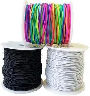 1.2mm Elastic Cord for Bracelets, Elastic Cord String for Bracelets Making, QBJAYTY 3-Color Beading Cord String for Bracelet Making, Elastic Black White Rainbow String 1.2mm Elastic Cord for Bracelets, Elastic Cord String for Bracelets Making, QBJAYTY 3-Color Beading Cord String for Bracelet Making, Elastic Black White Rainbow String