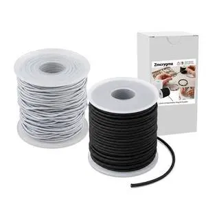 1.5mm Stretchy Elastic Cord for Bracelets, 2 Rolls 110 Yards White Black Nylon Cord for Beading, Wind Chime, Necklace & DIY Jewelry Making 1.5mm Stretchy Elastic Cord for Bracelets, 2 Rolls 110 Yards White Black Nylon Cord for Beading, Wind Chime, Necklace & DIY Jewelry Making