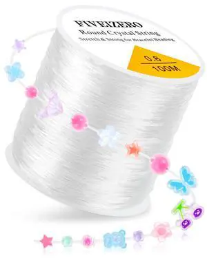 1 Rolls FIVEIZERO Elastic Bracelets String Cord,0.8 Round Crystal Elastic String for Bracelets Necklace Beading & Jewelry Making, White Transparent Stretch Bead Cord Thread 1 Rolls FIVEIZERO Elastic Bracelets String Cord,0.8 Round Crystal Elastic String for Bracelets Necklace Beading & Jewelry Making, White Transparent Stretch Bead Cord Thread