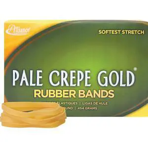 Pale Crepe Gold Rubber Bands, Size #64 (3-1/2" x 1/4"), Approx. 445 Bands, 1 lb. Box, Golden Crepe (20645) Pale Crepe Gold Rubber Bands, Size #64 (3-1/2" x 1/4"), Approx. 445 Bands, 1 lb. Box, Golden Crepe (20645)