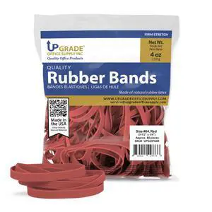 Rubber Bands, Size 64, Red, 3 1/2 x 1/4 in, 1/4 lb Bag, 80 Count, USA Rubber Bands, Size 64, Red, 3 1/2 x 1/4 in, 1/4 lb Bag, 80 Count, USA