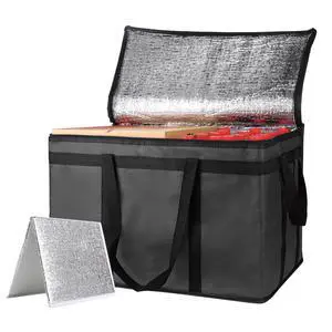 Insulated Food Delivery Bag - Reusable Thermal Cooler Grocery Bags for Catering & Delivery, Pizza Carrier for Events, Large Capacity Bag Keeps Food Hot/Cold for Shopping, Commercial (with Base) Insulated Food Delivery Bag - Reusable Thermal Cooler Grocery Bags for Catering & Delivery, Pizza Carrier for Events, Large Capacity Bag Keeps Food Hot/Cold for Shopping, Commercial (with Base)
