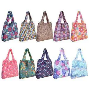 Reusable Grocery Shopping Bags 6 Pack, Foldable Tote Bags with Attached Pouch, Machine Washable Nylon Shopping Totes for Groceries, Travel, Beach Reusable Grocery Shopping Bags 6 Pack, Foldable Tote Bags with Attached Pouch, Machine Washable Nylon Shopping Totes for Groceries, Travel, Beach