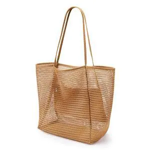 Beach Mesh Tote Bag, Casual Tote Grocery Bag Hobo Women Foldable MAX 23L Shoulder Bag For Beach Picnic Vacation Beach Mesh Tote Bag, Casual Tote Grocery Bag Hobo Women Foldable MAX 23L Shoulder Bag For Beach Picnic Vacation