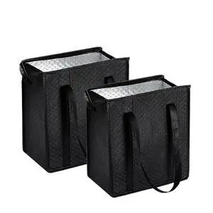 18L Insulated Grocery Bags with Zipper, Reusable Thermal Cooler Tote Bag for Hot & Cold Food, Foldable Shopping Bag (2, Black) 18L Insulated Grocery Bags with Zipper, Reusable Thermal Cooler Tote Bag for Hot & Cold Food, Foldable Shopping Bag (2, Black)