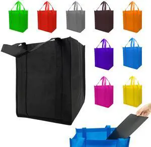 10 Pack Reusable Shopping Bags - 14.9x12.6x9.4 Inth Bulk Tote Bag for Grocery with 5 Pack Thick Plastic Bottom can Hold 50 Lbs, Foldable & Durable with Reinforced Handles 10 Pack Reusable Shopping Bags - 14.9x12.6x9.4 Inth Bulk Tote Bag for Grocery with 5 Pack Thick Plastic Bottom can Hold 50 Lbs, Foldable & Durable with Reinforced Handles