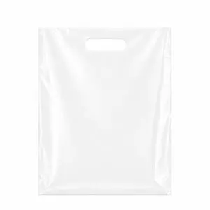 100 Pack White Plastic Shopping Bags 9" x 12" with Die Cut Handles 100 Pack White Plastic Shopping Bags 9" x 12" with Die Cut Handles