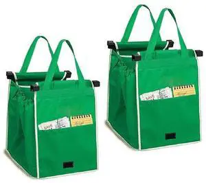 2Pack Reusable Shopping Trolley Bags Grab and Go Bag Collapsible Grocery Tote Bags with Handles, Clip on Shopping Cart As Seen On TV 2Pack Reusable Shopping Trolley Bags Grab and Go Bag Collapsible Grocery Tote Bags with Handles, Clip on Shopping Cart As Seen On TV