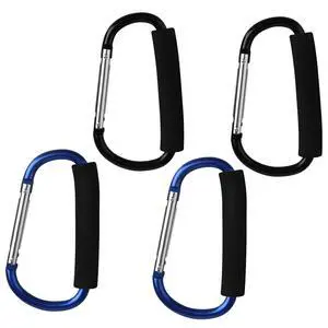 4 Pack Large Carabiner 5.5" D Style Click and Carry Bag Carrier Stroller Hooks(Black and Blue) 4 Pack Large Carabiner 5.5" D Style Click and Carry Bag Carrier Stroller Hooks(Black and Blue)