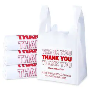 Plastic Bags, 300 Count Thank You Bags, Plastic Bags With Handles For Shopping, Grocery, Plastic Bag For Small Business (11"x 6"x 21"), Recyclable T Shirt Bags, White Plastic Bag Plastic Bags, 300 Count Thank You Bags, Plastic Bags With Handles For Shopping, Grocery, Plastic Bag For Small Business (11"x 6"x 21"), Recyclable T Shirt Bags, White Plastic Bag