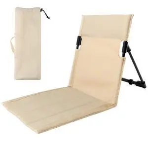 Poolside Edge Seat with Backrest, Foldable Ground Chair 1 Pack, 600D Oxford and Aluminum Frame, Beige, Unfolded 26.77 x 15.55 x 15.94 in, Includes Storage Bag Poolside Edge Seat with Backrest, Foldable Ground Chair 1 Pack, 600D Oxford and Aluminum Frame, Beige, Unfolded 26.77 x 15.55 x 15.94 in, Includes Storage Bag