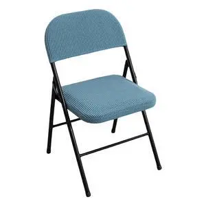 Folding Dining Chair Seat and Back Cover Sheet Set Solid Color Jacquard Stretch Chair Slipcover (No Chairs) Home Decoration (Sky Blue, One Size) Folding Dining Chair Seat and Back Cover Sheet Set Solid Color Jacquard Stretch Chair Slipcover (No Chairs) Home Decoration (Sky Blue, One Size)