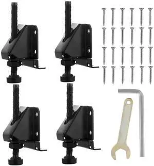 4 Pcak Adjustable Leveling Feet,Heavy Duty Furniture Levelers,Adjustable Furniture Feet,with Screws, Lock Nuts and Wrench,3 inch Adjustable Height, for Table, Cabinets 4 Pcak Adjustable Leveling Feet,Heavy Duty Furniture Levelers,Adjustable Furniture Feet,with Screws, Lock Nuts and Wrench,3 inch Adjustable Height, for Table, Cabinets