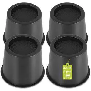 4 Pack Furniture Risers 4 Inch, Bed Risers Heavy Duty for Table Desk Couch Chair Sofa Cabinet Bed Frame Dorm, Round Table Leg Risers Lift Height 3.4", Black 4 Pack Furniture Risers 4 Inch, Bed Risers Heavy Duty for Table Desk Couch Chair Sofa Cabinet Bed Frame Dorm, Round Table Leg Risers Lift Height 3.4", Black