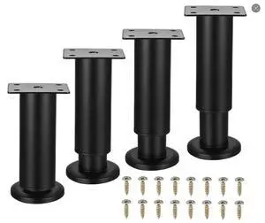 4 Pcs Metal Furniture Legs, 4.7-7 Inch Black Adjustable Furniture Legss, Adjustable Height Bed Support Legs for Bed Frame Support Legss, Sofa Couch Dresser Table Bed Cabinet Feet 4 Pcs Metal Furniture Legs, 4.7-7 Inch Black Adjustable Furniture Legss, Adjustable Height Bed Support Legs for Bed Frame Support Legss, Sofa Couch Dresser Table Bed Cabinet Feet