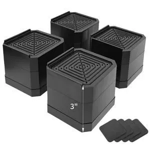 4 Pack Bed Risers Heavy Duty, Adjustable Furniture Risers for Bed Couch Sofa Desk Chair Blocks, Lift Height 1.5", 3" or 4.3" (Black, Two Layers 3 Inches) 4 Pack Bed Risers Heavy Duty, Adjustable Furniture Risers for Bed Couch Sofa Desk Chair Blocks, Lift Height 1.5", 3" or 4.3" (Black, Two Layers 3 Inches)
