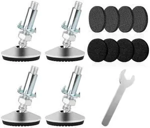4 Set M10 Swivel Adjustable Leveling Feet, Heavy Duty Height Adjuster Furniture Leveler Foot with T Nut, Screw on Cabinet Table Chair Self Levelers Leg - 2" Base Dia & 2" Bolts Length - Silver 4 Set M10 Swivel Adjustable Leveling Feet, Heavy Duty Height Adjuster Furniture Leveler Foot with T Nut, Screw on Cabinet Table Chair Self Levelers Leg - 2" Base Dia & 2" Bolts Length - Silver