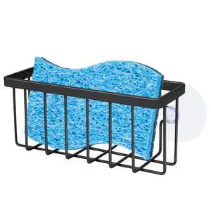 Sponge Holder for Kitchen Sink Suction,Dish Sponge Holder-Black | Kitchen Sink Caddy for Sponges, Scrubbers, Soap Sponge Holder for Kitchen Sink Suction,Dish Sponge Holder-Black | Kitchen Sink Caddy for Sponges, Scrubbers, Soap