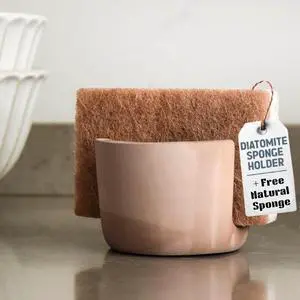 Sponge Holder for Kitchen Sink, Kitchen Sponge Holder, Sponge Caddy Dish Holder, Sink Organizer with Diatomite Stone Tray, Ceramic Brush Holder, Farmhouse Kitchen Decor, Includes Coconut Sponge Sponge Holder for Kitchen Sink, Kitchen Sponge Holder, Sponge Caddy Dish Holder, Sink Organizer with Diatomite Stone Tray, Ceramic Brush Holder, Farmhouse Kitchen Decor, Includes Coconut Sponge