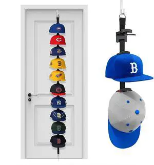 Hat Rack for Door, Over the Door Hat Organizer for Baseball Caps, Adjustable Cap Storage with 10 Two-Way Hanging Display Hooks, No-Drill Space-Saving for Bedroom Closet Entryway, 1 Pack Hat Rack for Door, Over the Door Hat Organizer for Baseball Caps, Adjustable Cap Storage with 10 Two-Way Hanging Display Hooks, No-Drill Space-Saving for Bedroom Closet Entryway, 1 Pack