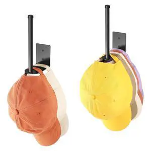 2 Pack Hat Rack for Baseball Caps, Black Metal Hat Organizer, Wall Mount Cap Holder, Adhesive or Screw Installation, Hat Storage for Closet Door Bedroom 2 Pack Hat Rack for Baseball Caps, Black Metal Hat Organizer, Wall Mount Cap Holder, Adhesive or Screw Installation, Hat Storage for Closet Door Bedroom