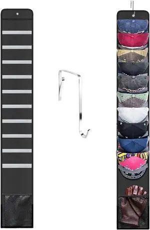 Hat Organizer Racks for Baseball Caps, Visible Hat Holder Rack Hanger Holder, 10 elastic bands each hold 1-3 caps + 1 Mesh Bag, Daily Acessories Storage Display w Hooks for Door Closet Wall Hat Organizer Racks for Baseball Caps, Visible Hat Holder Rack Hanger Holder, 10 elastic bands each hold 1-3 caps + 1 Mesh Bag, Daily Acessories Storage Display w Hooks for Door Closet Wall
