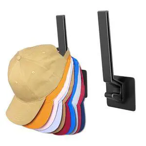 Hat Rack for Baseball Cap, Adhesive Ball Caps Holder on Wall, No Drilling Hat Organizer Wall Storage Wall Mount, Hat Hanger Display, Black, 2 Pack Hat Rack for Baseball Cap, Adhesive Ball Caps Holder on Wall, No Drilling Hat Organizer Wall Storage Wall Mount, Hat Hanger Display, Black, 2 Pack