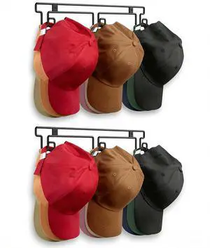Hat Rack for Wall, 2-Pack Metal Hat Organizer for Baseball Caps, Black | Holds Up to 30 Hats, Baseball Cap Holder Storage, 2 Mounting Options Adhesive/Wall Drilled for Door, Room, Closet Hat Rack for Wall, 2-Pack Metal Hat Organizer for Baseball Caps, Black | Holds Up to 30 Hats, Baseball Cap Holder Storage, 2 Mounting Options Adhesive/Wall Drilled for Door, Room, Closet