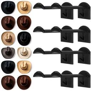 Hat Hooks for Wall, 8 Pack Cowboy Hat Holders, Black | 2.9 In Extended Design, Adhesive Or Screw Mount, Anti-Slip Teeth, Hook For Keys, Fits Cowboy, Sun And Baseball Hats Hat Hooks for Wall, 8 Pack Cowboy Hat Holders, Black | 2.9 In Extended Design, Adhesive Or Screw Mount, Anti-Slip Teeth, Hook For Keys, Fits Cowboy, Sun And Baseball Hats