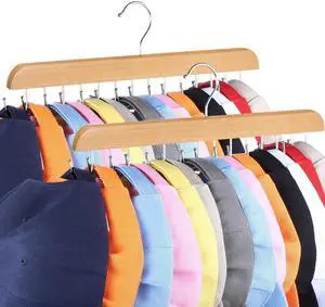 2 Pack Hat Hangers for Closet, 14 Hook Cap Organizer, Wood | No Assembly, Double-Sided Hooks, Rotates 360°, Hardwood And Stainless Steel, For Caps, Belts, Ties, And Scarves 2 Pack Hat Hangers for Closet, 14 Hook Cap Organizer, Wood | No Assembly, Double-Sided Hooks, Rotates 360°, Hardwood And Stainless Steel, For Caps, Belts, Ties, And Scarves