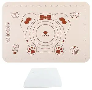 Silicone Dough Mat and Scraper, 25.6 Inch x 17.7 Inch Beige Pastry Mat with Size Scale, Anti Stick and Anti Slip Mat for Kneading Baking in Ketchen, Picnic and Party (L) Silicone Dough Mat and Scraper, 25.6 Inch x 17.7 Inch Beige Pastry Mat with Size Scale, Anti Stick and Anti Slip Mat for Kneading Baking in Ketchen, Picnic and Party (L)