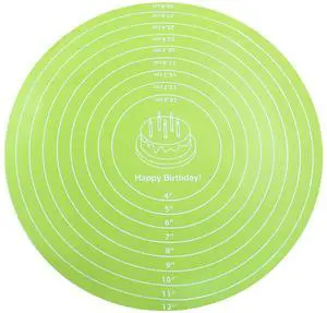 12 Inch Round Silicone Cake Mat, Green | Silicone Baking Mat, With Measurement, For Cake Turntable, For Rolling Dough 12 Inch Round Silicone Cake Mat, Green | Silicone Baking Mat, With Measurement, For Cake Turntable, For Rolling Dough