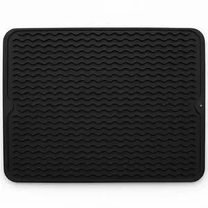 Silicone Dish Drying Mat 16 x 12 Inch, Non-Slip Heat Resistant Food-Grade Silicone Dish Pad, Easy Clean Multipurpose Sink Mat & Counter Protector, Black Silicone Dish Drying Mat 16 x 12 Inch, Non-Slip Heat Resistant Food-Grade Silicone Dish Pad, Easy Clean Multipurpose Sink Mat & Counter Protector, Black
