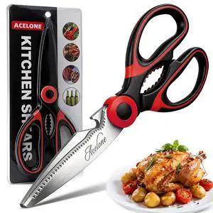 Kitchen Shears, Acelone Premium Heavy Duty Shears Ultra Sharp Stainless Steel Multi-function Kitchen Scissors for Chicken/Poultry/Fish/Meat/Vegetables/Herbs/BBQ (Red black) Kitchen Shears, Acelone Premium Heavy Duty Shears Ultra Sharp Stainless Steel Multi-function Kitchen Scissors for Chicken/Poultry/Fish/Meat/Vegetables/Herbs/BBQ (Red black)