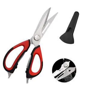 Kitchen Scissors, All Purpose Kitchen Shears Reddish Black Detachable for Cleaning with Protective Sheath, kitchen Scissors for Food Durable Stainless Steel Kitchen Scissors, All Purpose Kitchen Shears Reddish Black Detachable for Cleaning with Protective Sheath, kitchen Scissors for Food Durable Stainless Steel
