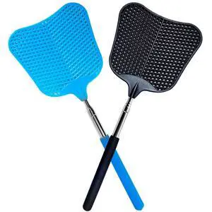 Fly Swatter, Flexible and Durable Telescopic Stainless Steel Retractable Handle Manual Fly swatters for Home,Garden,Classroom and Office (2Pcs Black& Blue) Fly Swatter, Flexible and Durable Telescopic Stainless Steel Retractable Handle Manual Fly swatters for Home,Garden,Classroom and Office (2Pcs Black& Blue)