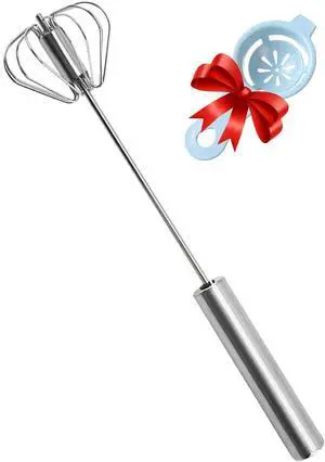 Semi-automatic Whisk, Stainless Steel Egg Beater, Hand Push Rotary Whisks Mixer Stirrer for Making Cream, Whisking, Beating and Stirring (12Inch) Semi-automatic Whisk, Stainless Steel Egg Beater, Hand Push Rotary Whisks Mixer Stirrer for Making Cream, Whisking, Beating and Stirring (12Inch)