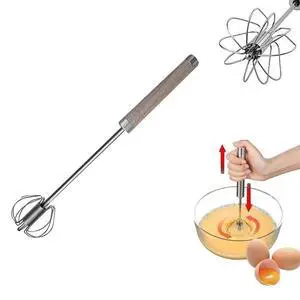 Stainless Steel Semi-Automatic Easy Whisk Handheld Mixer Hand Push Rotary Whisk Blender Egg Beater Hand Push Mixer Stirrer Egg Scrambler for Blending, Whisking, Frothing, Beating & Stirring, 10Inch Stainless Steel Semi-Automatic Easy Whisk Handheld Mixer Hand Push Rotary Whisk Blender Egg Beater Hand Push Mixer Stirrer Egg Scrambler for Blending, Whisking, Frothing, Beating & Stirring, 10Inch
