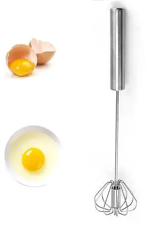 Stainless Steel Egg Whisk, Hand Push Rotary Whisk Blender | Egg Beater Mixer, Semi-Automatic Rotating, Hand Mixer Blender, Milk Frother, Stirrer for Blending, Whisking, Stirring Stainless Steel Egg Whisk, Hand Push Rotary Whisk Blender | Egg Beater Mixer, Semi-Automatic Rotating, Hand Mixer Blender, Milk Frother, Stirrer for Blending, Whisking, Stirring