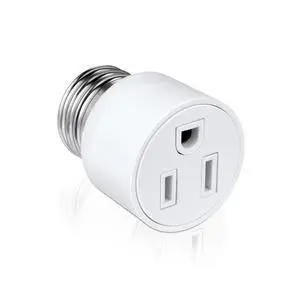 3 Prong Light Socket to Outlet Adapter, E26/E27 Screw in Light Bulb to Plug Adapter, Polarized Light Socket Converter for Porch Light, Garage Light, Camera and Light Strings(1,White) 3 Prong Light Socket to Outlet Adapter, E26/E27 Screw in Light Bulb to Plug Adapter, Polarized Light Socket Converter for Porch Light, Garage Light, Camera and Light Strings(1,White)