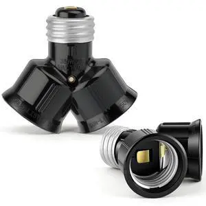 Double Light Socket Adapter E26 Screw Dual Light Bulb Outlet | 2 Pack Black Dual Light Bulb Outlet Adapter for LED Bulb & Socket Adapter & Bulb Camera, Maximum 660W 250V, UL Listed Double Light Socket Adapter E26 Screw Dual Light Bulb Outlet | 2 Pack Black Dual Light Bulb Outlet Adapter for LED Bulb & Socket Adapter & Bulb Camera, Maximum 660W 250V, UL Listed