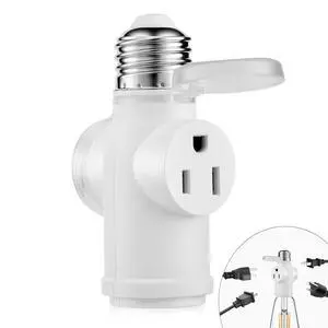 Light Socket Outlet Adapter, E26 to Plug Converter with Flame Retardant PBT, Multi-Functional Polarized Splitter for Indoor & Outdoor Use (White, 1) Light Socket Outlet Adapter, E26 to Plug Converter with Flame Retardant PBT, Multi-Functional Polarized Splitter for Indoor & Outdoor Use (White, 1)