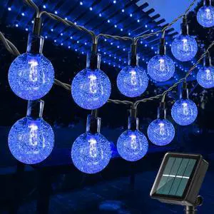 Solar String Lights Outdoor, 36ft 60 LED Globe String Light | 8 Mode, Waterproof Crystall Ball Lights Solar Patio Lights for Garden, Lawn, Patio, Gazebo, Yard, Outdoor Decor - Blue Solar String Lights Outdoor, 36ft 60 LED Globe String Light | 8 Mode, Waterproof Crystall Ball Lights Solar Patio Lights for Garden, Lawn, Patio, Gazebo, Yard, Outdoor Decor - Blue