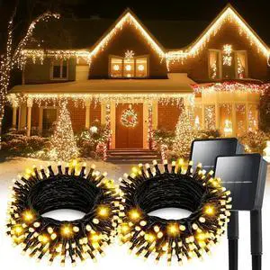 2 Pack Solar String Lights Outdoor with 8 Modes 100 LED 50 FT | Waterproof, Auto On/Off, Memory Function, Warm White Solar Powered Twinkle Fairy Lights for Backyard Summer Party Wedding 2 Pack Solar String Lights Outdoor with 8 Modes 100 LED 50 FT | Waterproof, Auto On/Off, Memory Function, Warm White Solar Powered Twinkle Fairy Lights for Backyard Summer Party Wedding