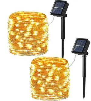 Solar Fairy Lights Outdoor, 2 Pack 200 LED 66FT Solar String Lights | 8 Mode; Warm White; Waterproof; Twinkle Solar Powered Lights Outside Starry Mini Light String for Christmas Garden Party Tree Solar Fairy Lights Outdoor, 2 Pack 200 LED 66FT Solar String Lights | 8 Mode; Warm White; Waterproof; Twinkle Solar Powered Lights Outside Starry Mini Light String for Christmas Garden Party Tree