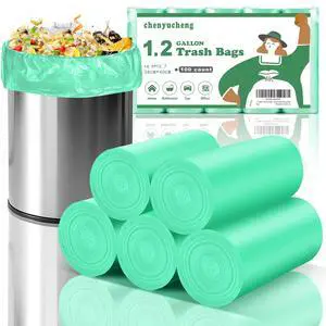 1.2 Gallon Mini Kitchen trash bags Biodegradable 100 Count | Green 5 liter small garbage bags Unscented, Fit 1-1.3 Gal waste basket Liners, bathroom Car Office Strong Thick 1.2 Gallon Mini Kitchen trash bags Biodegradable 100 Count | Green 5 liter small garbage bags Unscented, Fit 1-1.3 Gal waste basket Liners, bathroom Car Office Strong Thick