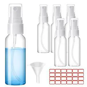 Spray Bottles, 1oz/30ml 6 Pack Clear Plastic Mini Travel Bottle Set | Empty Fine Mist Plastic Mini Travel Bottle Set, Small Refillable Liquid Containers with 2 Pcs Funnels and 24 Pcs Labels Spray Bottles, 1oz/30ml 6 Pack Clear Plastic Mini Travel Bottle Set | Empty Fine Mist Plastic Mini Travel Bottle Set, Small Refillable Liquid Containers with 2 Pcs Funnels and 24 Pcs Labels