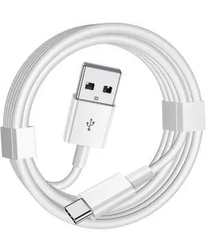 USB Type-C to USB-A Fast Charging Cable, 480MB/s Data Transfer Speed, White USB Type-C to USB-A Fast Charging Cable, 480MB/s Data Transfer Speed, White